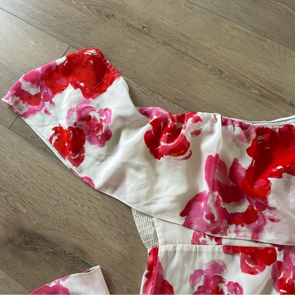 Amanda Uprichard Off The Shoulder 100% Silk Maxi Floral Dress Sz M - Picture 8 of 12